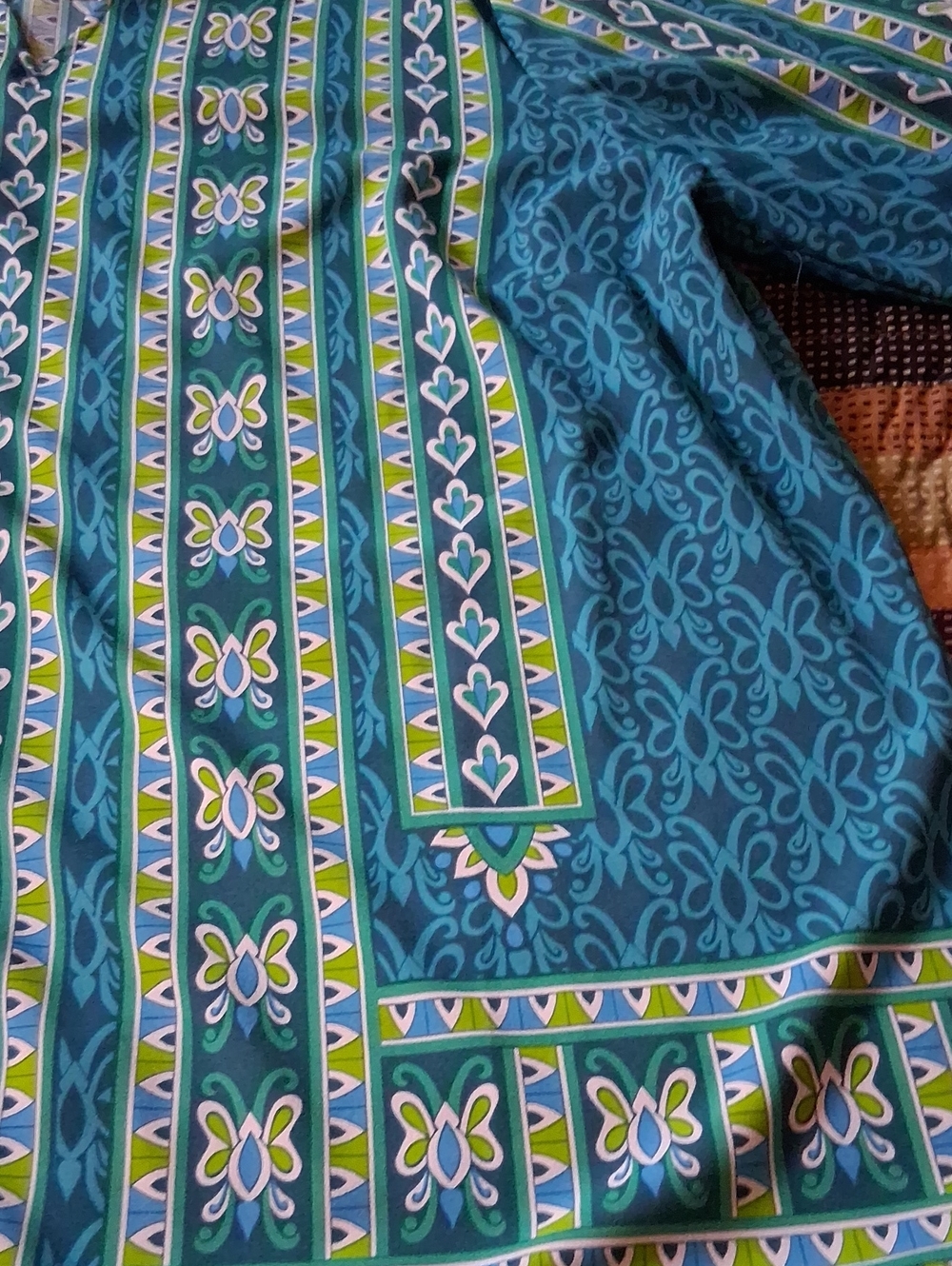 Bright Teal & Aqua Printed Tunic Top - Picture 5 of 6